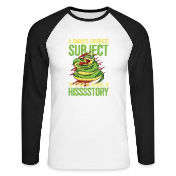 A Snake's Favorite Subject To Study In School - Unisex Baseballshirt langarm - Weiß/Schwarz - Vorne - Nik (191cm)
