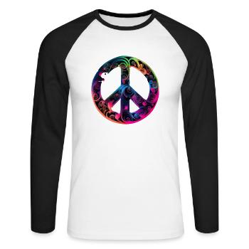 Hippie Festival Love Vintage Peace Sign - T-shirt baseball manches longues Homme - blanc/noir - Devant - Nik (191cm)