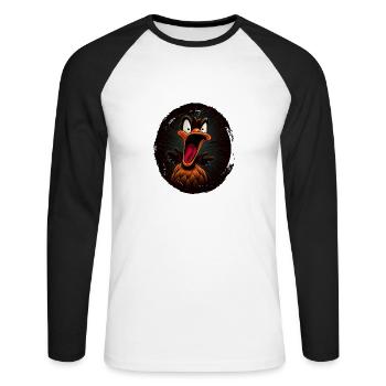 Erwachet Die Ente ist nah Duck Ente lustiges Enten - Unisex Baseballshirt langarm - Weiß/Schwarz - Vorne - Nik (191cm)