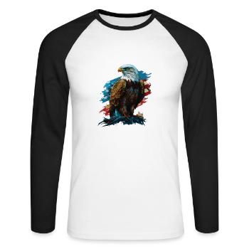 A Patriot or Nothing American Bald Eagle - Unisex Baseballshirt langarm - Weiß/Schwarz - Vorne - Nik (191cm)