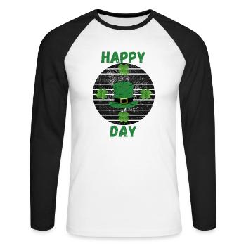 Happy Day - Unisex Long Sleeve Baseball T-Shirt - white/black - Front - Nik (191cm)