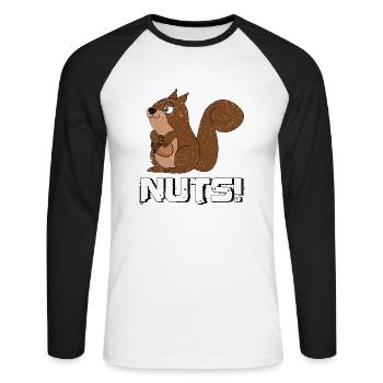 Süßes hungriges Eichhörnchen - Unisex Baseballshirt langarm - Weiß/Schwarz - Vorne - Nik (191cm)