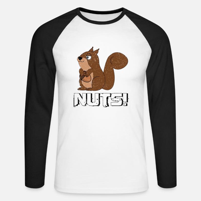 Süßes hungriges Eichhörnchen - Unisex Baseballshirt langarm - Weiß/Schwarz