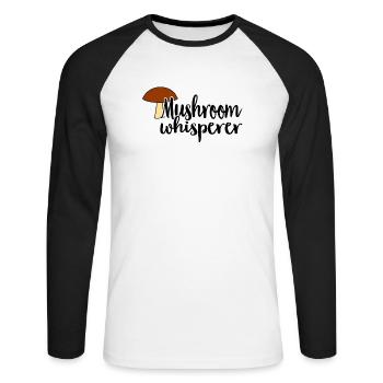 Mushroom Picker Mushroom Mushroom Hunters Mushroom Lovers Mushroom Farm - Unisex Long Sleeve Baseball T-Shirt - white/black - Front - Nik (191cm)