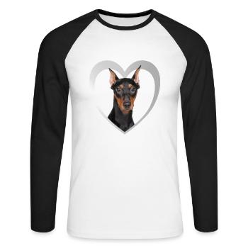 Deutscher Pinscher Herz - I Love Deutsche Pinscher - Unisex Long Sleeve Baseball T-Shirt - white/black - Front - Nik (191cm)