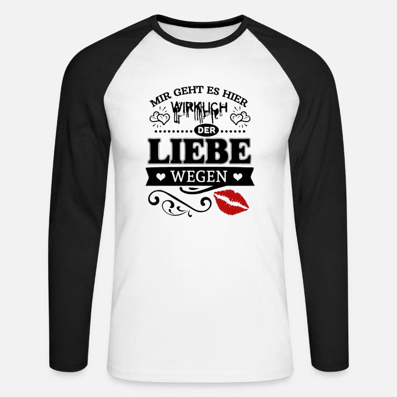 Der Liebe wegen - Unisex Baseballshirt langarm - Weiß/Schwarz