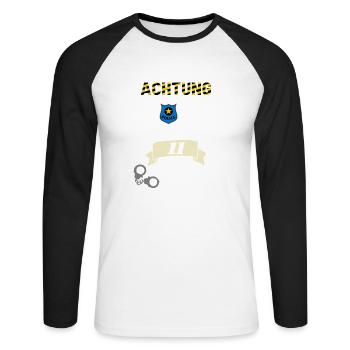 Polizei - 11. Geburtstag, für alle Polizeifans - Unisex Baseballshirt langarm - Weiß/Schwarz - Vorne - Nik (191cm)