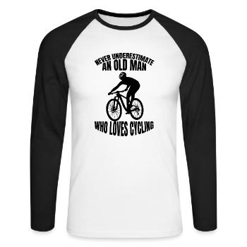 Fahrrad Radeln Radfahrer Fahrradfahrer Radfahren - Unisex Baseballshirt langarm - Weiß/Schwarz - Vorne - Nik (191cm)