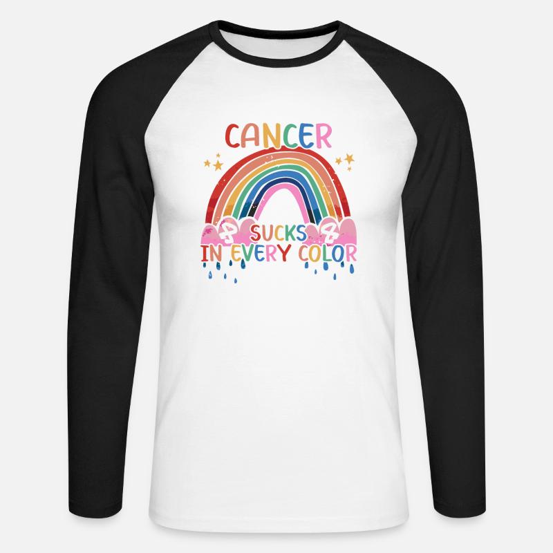 Krebs Ist Scheiße | Krebs Bekämpfen - Unisex Baseballshirt langarm - Weiß/Schwarz
