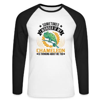 Caméléon Cadeau Caméléon - T-shirt baseball manches longues Homme - blanc/noir - Devant - Nik (191cm)