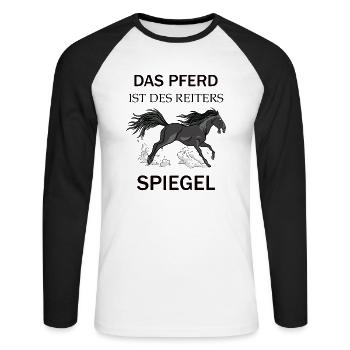 DAS PFERD IST DES REITERS SPIEGEL I REITEN - Unisex Baseballshirt langarm - Weiß/Schwarz - Vorne - Nik (191cm)