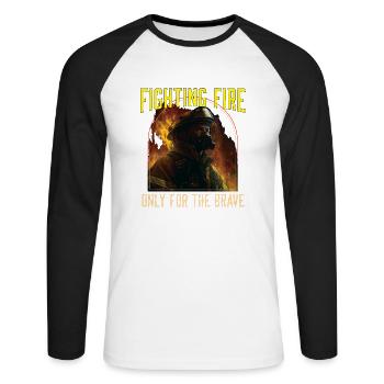 Fighting Fire Only For The Brave Fireman - Unisex Long Sleeve Baseball T-Shirt - white/black - Front - Nik (191cm)