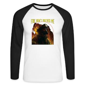Fire Dont Bother Me Fire Rescue Firefighting - Unisex Baseballshirt langarm - Weiß/Schwarz - Vorne - Nik (191cm)