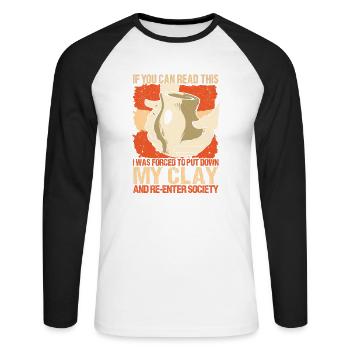 Ceramic Oven Cermaicist Ceramic Clay Oven Pot - Unisex Long Sleeve Baseball T-Shirt - white/black - Front - Nik (191cm)