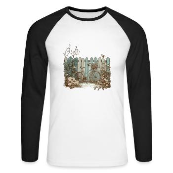 Vélo Vintage - T-shirt baseball manches longues Homme - blanc/noir - Devant - Nik (191cm)