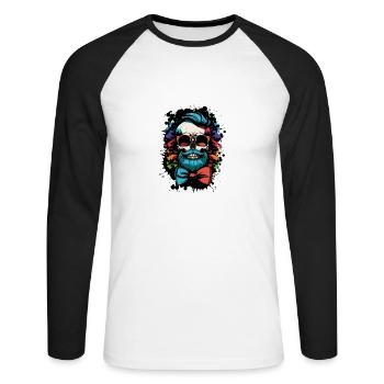 Junggesellenabschied 2023 Jga Bräutigam - Unisex Baseballshirt langarm - Weiß/Schwarz - Vorne - Nik (191cm)