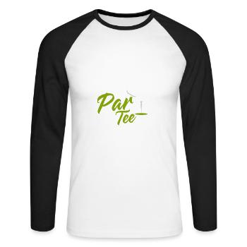 Let's Par Tee Golf Golfing - Unisex Baseballshirt langarm - Weiß/Schwarz - Vorne - Nik (191cm)