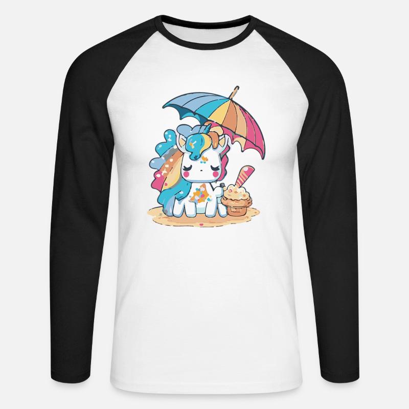 Eiscreme-Spaß - Erfrischend anders - Unisex Baseballshirt langarm - Weiß/Schwarz