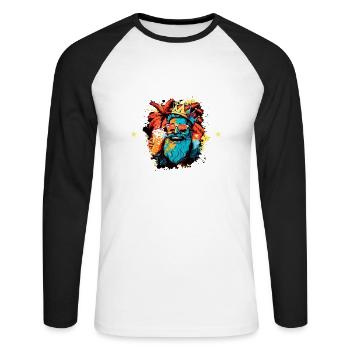 Malle Drinking Team Mallorca Party - T-shirt baseball manches longues Homme - blanc/noir - Devant - Nik (191cm)