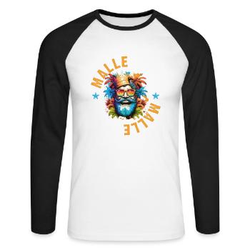 Malle 2023 Tourisme Roi Majorque - T-shirt baseball manches longues Homme - blanc/noir - Devant - Nik (191cm)