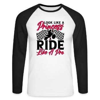 Motocross Filles Motocross Tout-terrain Dirt Bike - T-shirt baseball manches longues Homme - blanc/noir - Devant - Nik (191cm)