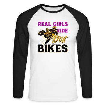 Motocross Fille Motocross Femme Moto tout-terrain - T-shirt baseball manches longues Homme - blanc/noir - Devant - Nik (191cm)