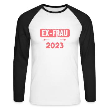 Weltbeste Ex-Frau seit 2023 Scheidungs - Unisex Baseballshirt langarm - Weiß/Schwarz - Vorne - Nik (191cm)