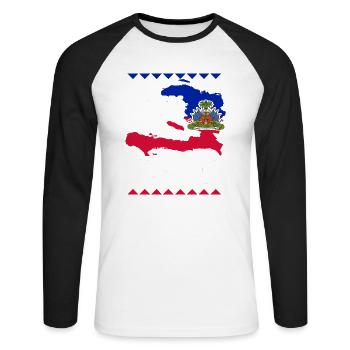 Haiti Haitian Flagge Vater Kind I Geschenk - Unisex Baseballshirt langarm - Weiß/Schwarz - Vorne - Nik (191cm)