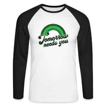 Rainbow Mental Health Tomorrow Needs - Unisex Long Sleeve Baseball T-Shirt - white/black - Front - Nik (191cm)