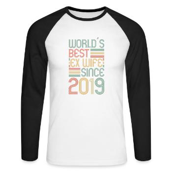 Meilleure ex-femme du monde depuis le divorce de 2019 - T-shirt baseball manches longues Homme - blanc/noir - Devant - Nik (191cm)