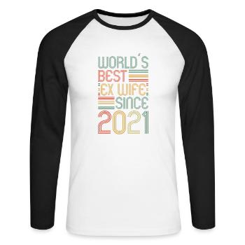Meilleure ex-femme du monde depuis 2021 Divorce - T-shirt baseball manches longues Homme - blanc/noir - Devant - Nik (191cm)