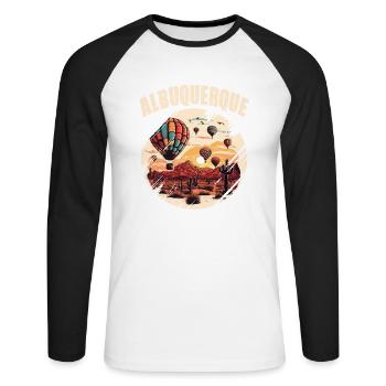 Albuquerque New Mexico Heißluftballon - Unisex Baseballshirt langarm - Weiß/Schwarz - Vorne - Nik (191cm)