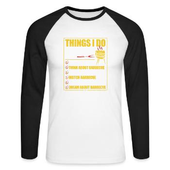 Ce que je fais pendant mon temps libre Barbecue - T-shirt baseball manches longues Homme - blanc/noir - Devant - Nik (191cm)