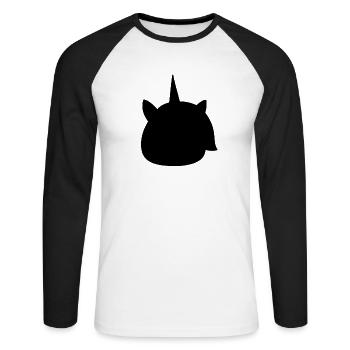 Unicorn Unicorn Head Rainbow Minimalist - Unisex Long Sleeve Baseball T-Shirt - white/black - Front - Nik (191cm)