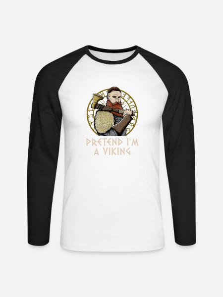 Pretend in A Odin Funny Norse Humor Valhalla - Unisex Long Sleeve Baseball T-Shirt - white/black