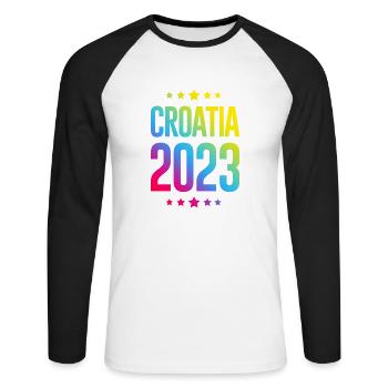 Croatia 2023 - Unisex Long Sleeve Baseball T-Shirt - white/black - Front - Nik (191cm)