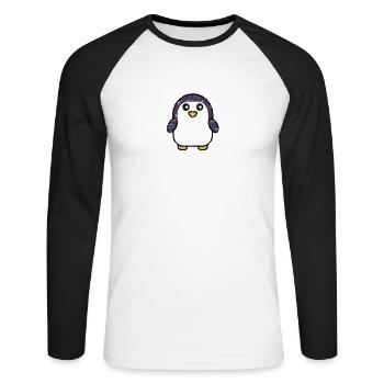 süßer Kawaii Pinguin - Niedliches Tierdesign für K - Unisex Baseballshirt langarm - Weiß/Schwarz - Vorne - Nik (191cm)