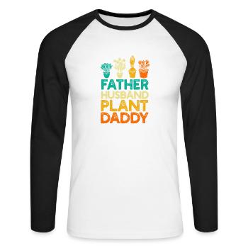 Vater Ehemann Pflanze Papa lustig Landschaft - Unisex Baseballshirt langarm - Weiß/Schwarz - Vorne - Nik (191cm)