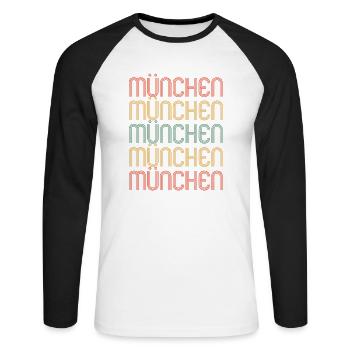Munich Munich Munich - Unisex Long Sleeve Baseball T-Shirt - white/black - Front - Nik (191cm)