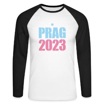 Prague 2023 - T-shirt baseball manches longues Homme - blanc/noir - Devant - Nik (191cm)