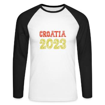Croatia 2023 - Unisex Long Sleeve Baseball T-Shirt - white/black - Front - Nik (191cm)