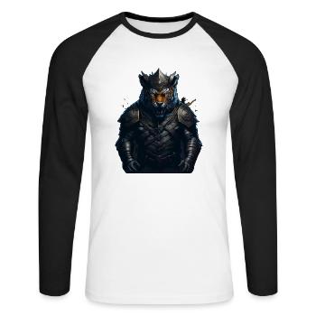 WIKINGER BERSERKER TIGER I VIKINGS - Unisex Baseballshirt langarm - Weiß/Schwarz - Vorne - Nik (191cm)