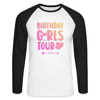 Birthday Party Team - Unisex Long Sleeve Baseball T-Shirt - white/black - Front - Nik (191cm)