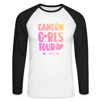 Équipe du parti de Cancun - T-shirt baseball manches longues Homme - blanc/noir - Devant - Nik (191cm)