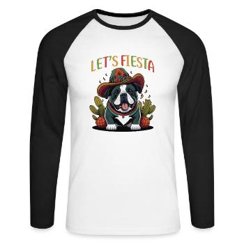 Happy Cinco de Mayo lets fiesta Bulldog - Unisex Long Sleeve Baseball T-Shirt - white/black - Front - Nik (191cm)