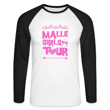 Malle Party Team - Unisex Baseballshirt langarm - Weiß/Schwarz - Vorne - Nik (191cm)