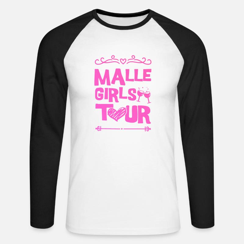 Malle Party Team - Unisex Baseballshirt langarm - Weiß/Schwarz