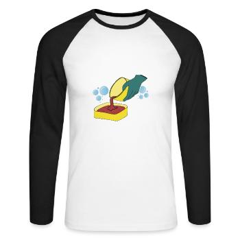 J’ai un plan de retraite, je prévois de faire du savon - T-shirt baseball manches longues Homme - blanc/noir - Devant - Nik (191cm)