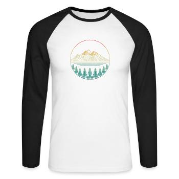 Berg Wald Camping Geocaching Wandern Jagen Outdoor - Unisex Baseballshirt langarm - Weiß/Schwarz - Vorne - Nik (191cm)