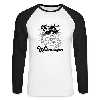 Wohnwagen Wohnmobil Camping Spruch - Unisex Baseballshirt langarm - Weiß/Schwarz - Vorne - Nik (191cm)